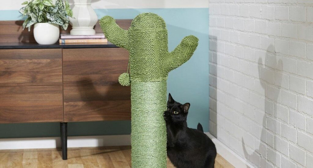 A cat scratching on a FRISCO Cactus Scratching Post