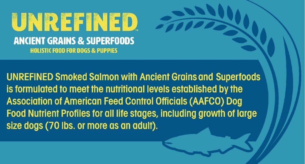 Example of an AAFCO Nutritional Adequacy Statement from an Earthborn Holistic UNREFINED dog food label
