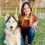 Blog author Diane Nicholas and her dog, Brody