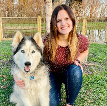 Blog author Diane Nicholas and her dog, Brody