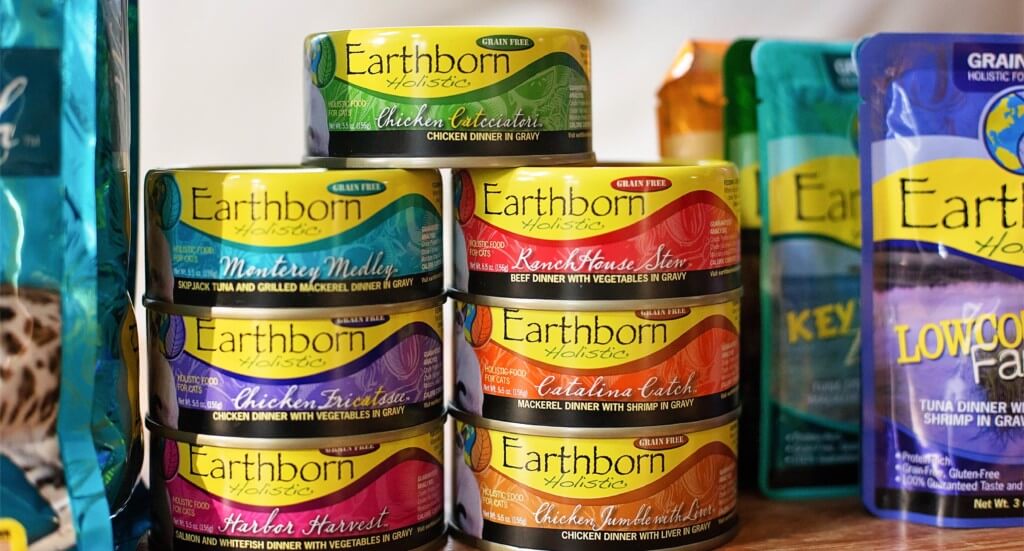 A variety of Earthborn Holistic cat food
