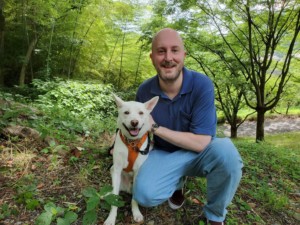 Author Richard Rowlands and his dog, Otto