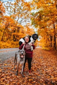 Blog author Stefani Rushnok with her dogs Griffin and Meadow