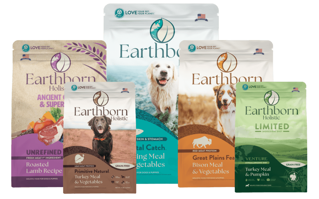 A variety of Earthborn Holistic dry dog food