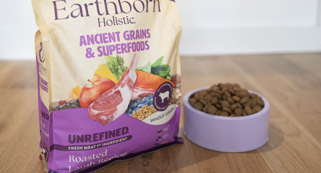 Bag of Earthborn unrefined roasted lamb recipe